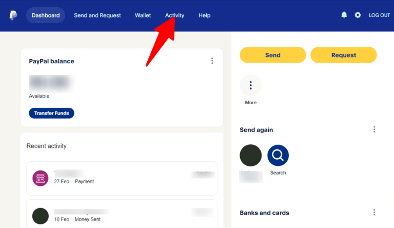 Paypal login activity